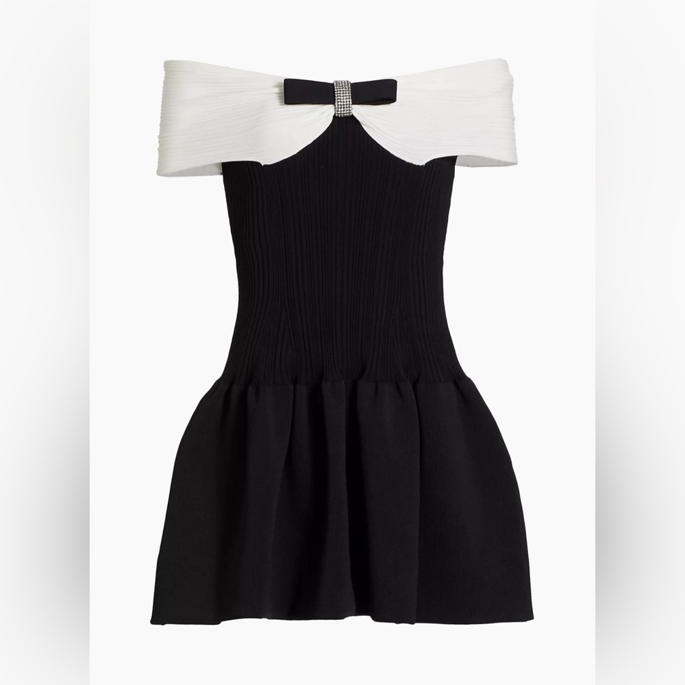 Self Portrait Bow Embellished Mini Dress